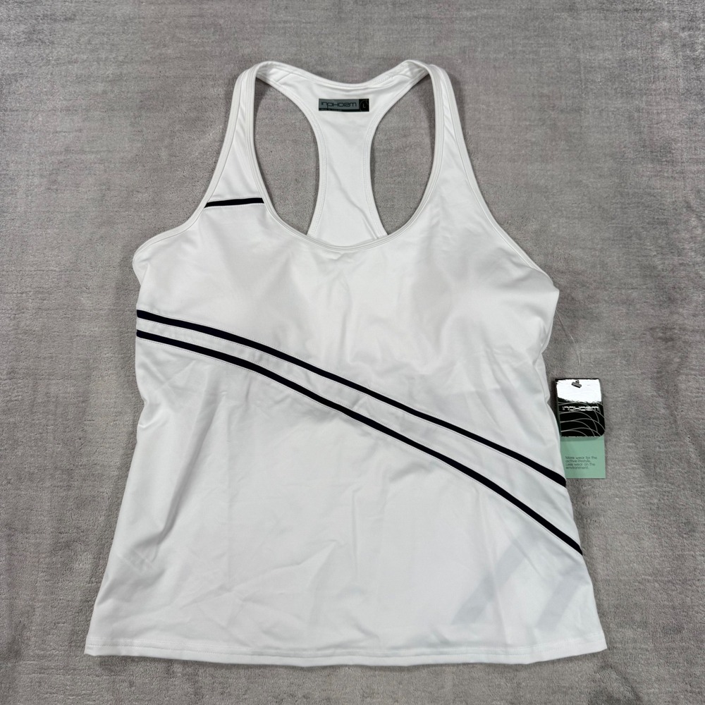 InPhorm Shirt Womens Large White Angelika Striped Tank Top Pickleball Tennis